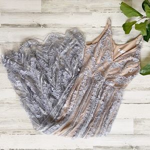 Dress The Population Grey Flower Maxi Dress